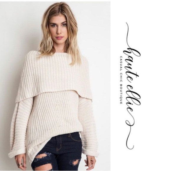 BEAUX- Dolman Fold Over Sweater - Picture 3 of 6